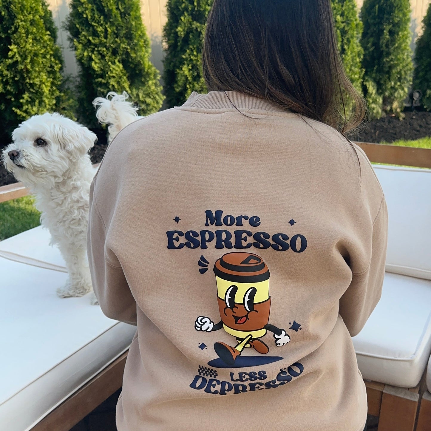Coffee Puffy Print Crewneck