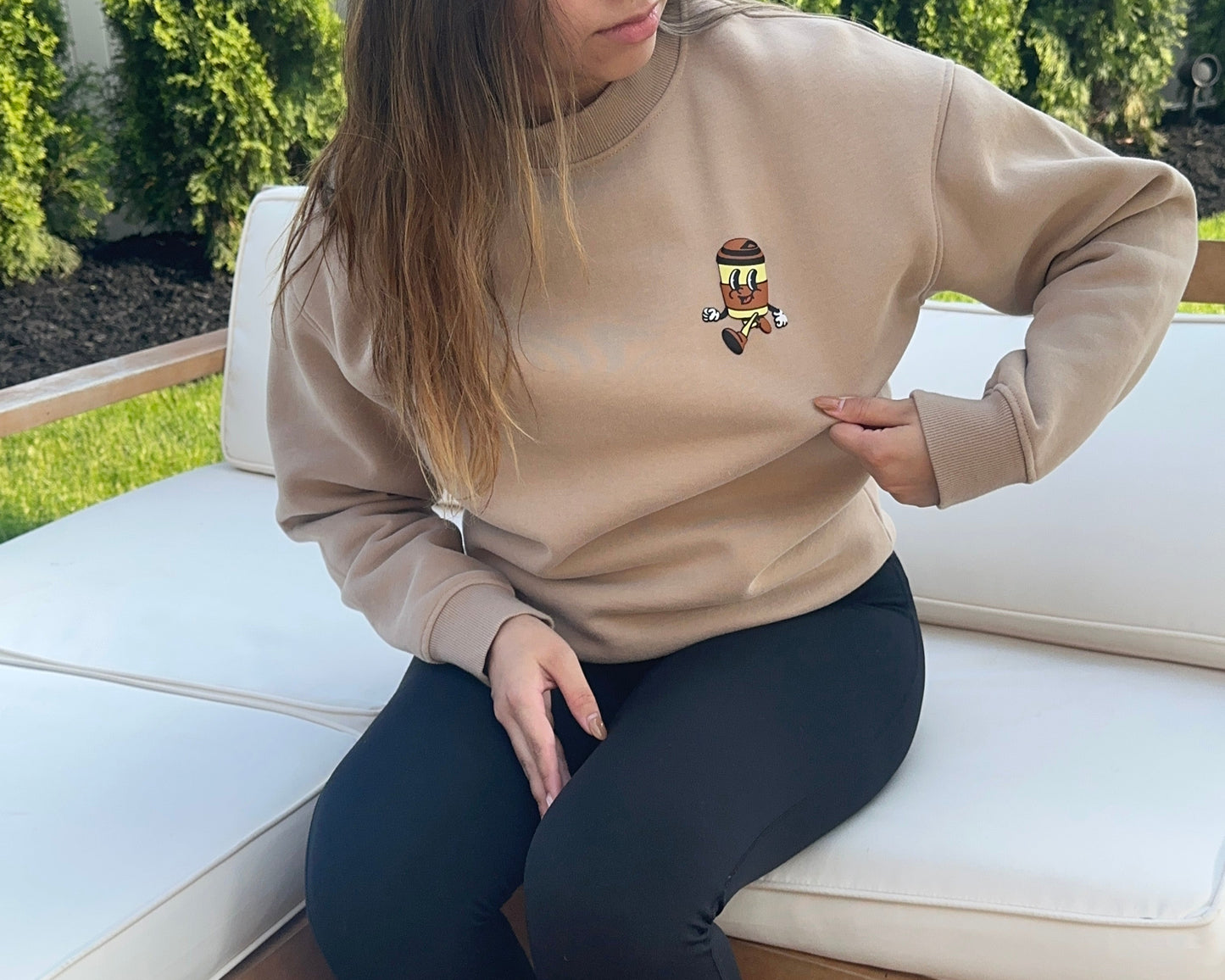 Coffee Puffy Print Crewneck