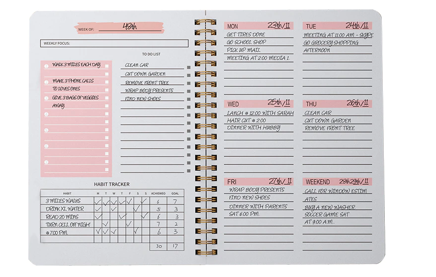 A5 52 Weekly Non-Dated Planner