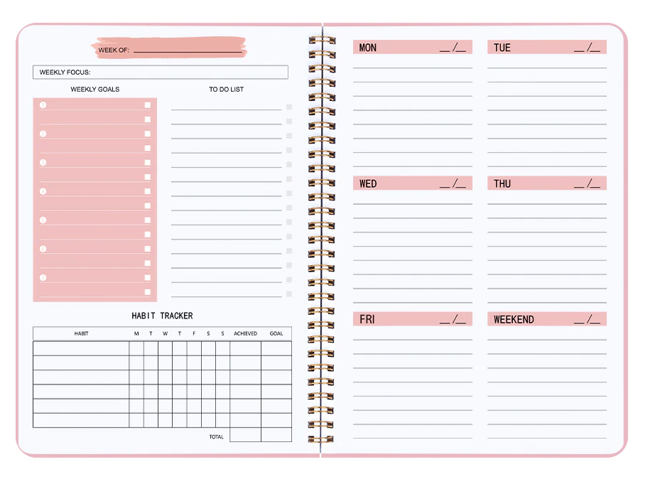 A5 52 Weekly Non-Dated Planner